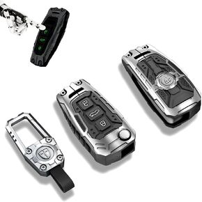 Heavy Metal Key Fob Cover Protector, Compatible with Audi A4 Q7 Q5 A6 R8 S5 Keychain Accessories