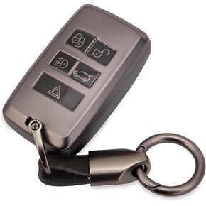 for Land Rover Key Fob Cover with Keychain 5 Buttons Protection Key Case Accessories Fit for 2013-2018 Evoque Velar Sport Discovery Freelander2 LR4 Sport Jaguar XF XJ XE F-PACE F-Type