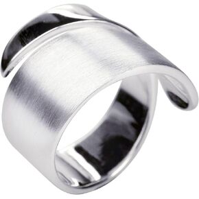 SILBERMOOS Jewelry Women´s Ring Open Diagonal 925 Matt Polished 925 Sterling Silver