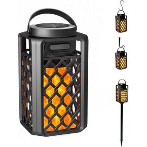 Portable Bluetooth Speakers, Led Flame Torch Atmosphere Wireless Outdoor Speakers Bluetooth 5.0 HD Audio IP67 Waterproof with LED Flicker Warm Night Lights for Travel Home Party(2 Pack)