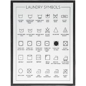 Juvale Framed Laundry Symbols Wall Art Canvas, Laundry Room Decor Sign (12 x 16 In)