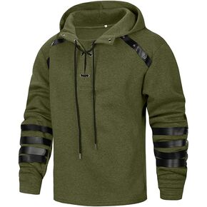 TOLOER Men's Retro Pullover Hoodie Sweatshirts Steampunk Theme Sweatshirt Fashion Casual Drawstring Hoodies