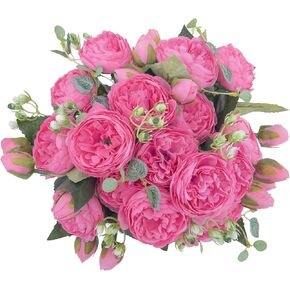 KAHAUL Artificial Flowers Blue Silk Peony Fake Flower Small Pieces Wedding Bouquet Design for Home Wedding Decoration Indoor(4 Pack, Blue)