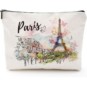 Paris Souvenirs Travel Essentials - Eiffel Tower Paris Souvenirs from France, Paris Gifts for Women Small Cosmetic Bag for Purse, Paris Travel Must Haves Small Makeup Bag Gifts for Girls