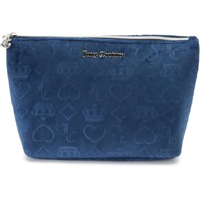 Juicy Couture Women's Cosmetics Bag - Travel Makeup and Toiletries Top Zip Wedge Pouch, Size One Size, Blue