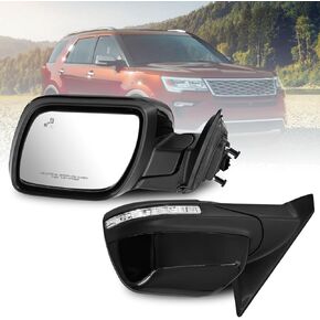 Left Driver Side Mirror Fits for 2016-2019 Ford Explorer Support Power Folding Power Heated with Turn Signal Puddle Light and Blinker Support BSM with Memory Match 14Pins GB5Z17683