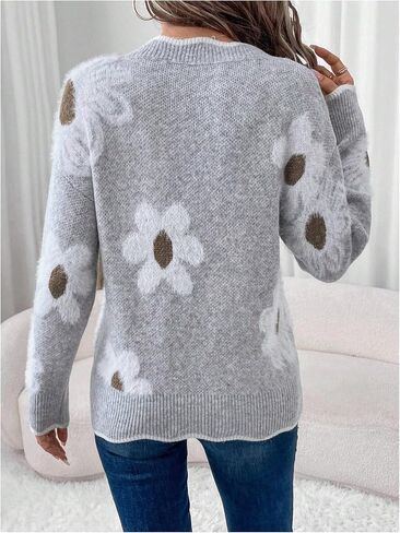Milumia Women's Floral Button Up Scalloped V Neck Long Sleeve Sweater Cardigan in Saudi Arabia