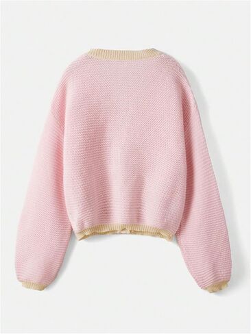 MakeMeChic Women's Plus Size Lantern Sleeve Sweater V Neck Button Down Outerwear Pocket Knitted Cute Cardigan Sweaters in Saudi Arabia