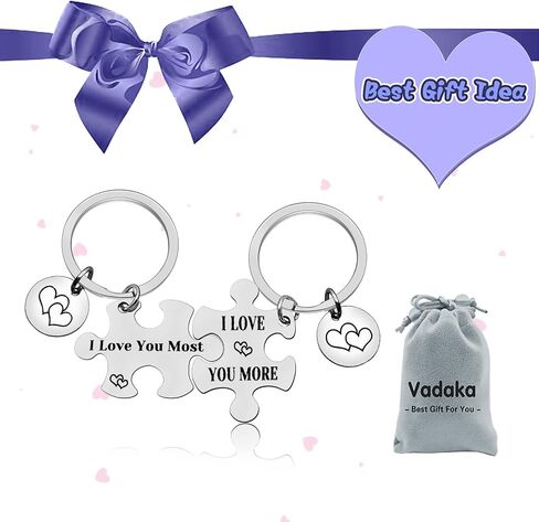 Vadaka Boyfriend Girlfriend Gift Keychain Set Puzzle Couple Keychain Matching Couple Jewelry Gift Anniversary Valentines Day Jewelry Gift for Girlfriend Boyfriend Wedding Birthday Gift for Husband in Saudi Arabia