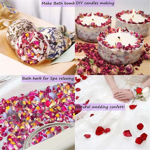 Dried Red Rose Petals 1.75oz/50g, Real Natural Dried Rose Petals for Bath, Soap Making, Candle Making, Wedding, Confetti, DIY Crafts, Non Edible (Red) in Kuwait