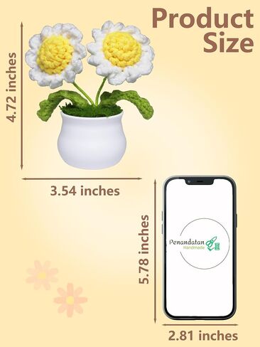 Crochet Flowers,Crochet Sunflower,Gifts for Birthday/Anniversary/Valentine's Day/Xmas,Crocheted Flowers for Car Decor,Office Desk Decor. in Saudi Arabia