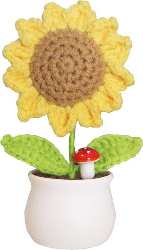 Crochet Flowers,Crochet Sunflower,Gifts for Birthday/Anniversary/Valentine's Day/Xmas,Crocheted Flowers for Car Decor,Office Desk Decor. in Saudi Arabia