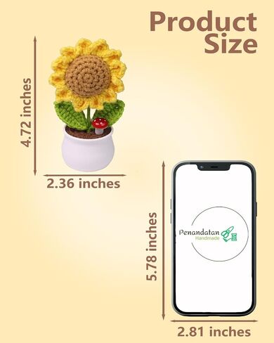 Crochet Flowers,Crochet Sunflower,Gifts for Birthday/Anniversary/Valentine's Day/Xmas,Crocheted Flowers for Car Decor,Office Desk Decor. in Saudi Arabia