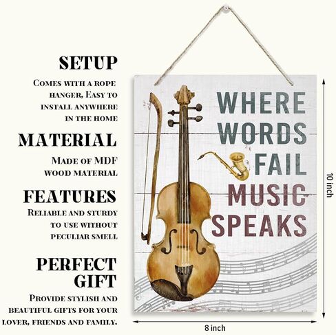 Music is What Feelings Sound Like Sign, Music Decor, Hanging Wooden Plaques Decor, Farmhouse Wood Sign, Music Wall Art, Music Classroom Decor, Study Decor, Home Decor Accent, Decorative Wall Sign in Saudi Arabia