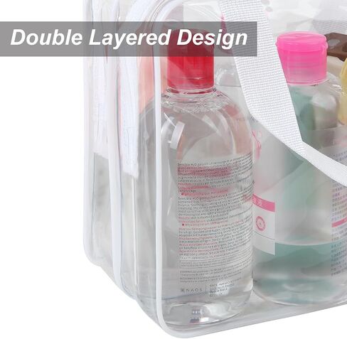 APREUTY Clear Makeup Bags Toiletry Bag, 2 pcs Large Clear Travel Bag for Toiletries, with 2 Compartments Zipper Closure Clear Travel Bags Airport Airline Compliant Bag for Portable Men Women (Black) in Saudi Arabia