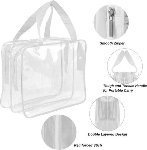 APREUTY Clear Makeup Bags Toiletry Bag, 2 pcs Large Clear Travel Bag for Toiletries, with 2 Compartments Zipper Closure Clear Travel Bags Airport Airline Compliant Bag for Portable Men Women (Black) in Saudi Arabia