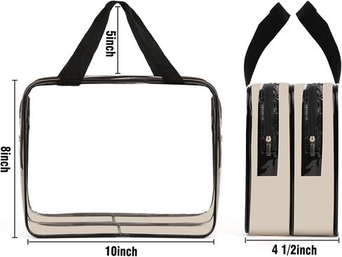 APREUTY Clear Makeup Bags Toiletry Bag, 2 pcs Large Clear Travel Bag for Toiletries, with 2 Compartments Zipper Closure Clear Travel Bags Airport Airline Compliant Bag for Portable Men Women (Black) in Saudi Arabia