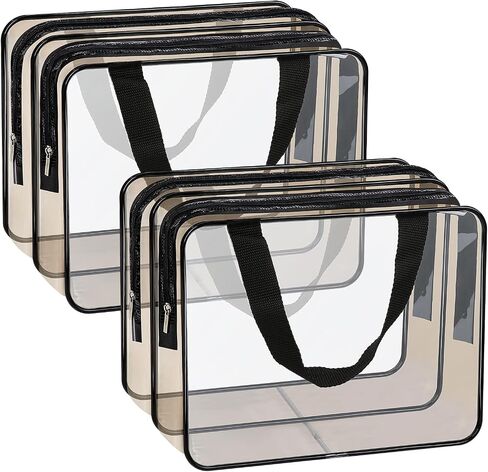 APREUTY Clear Makeup Bags Toiletry Bag, 2 pcs Large Clear Travel Bag for Toiletries, with 2 Compartments Zipper Closure Clear Travel Bags Airport Airline Compliant Bag for Portable Men Women (Black) in Saudi Arabia