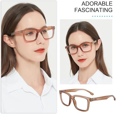 Large Reading Glasses Women Trendy Thick Square Readers 1.0 1.25 1.5 1.75 2.0 to 4.0 5.0 6.0 Spring Hinge in Kuwait