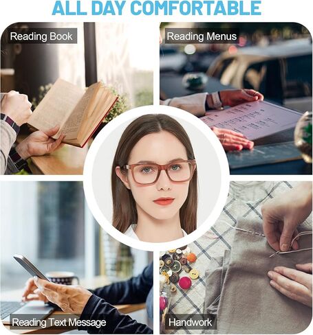 Large Reading Glasses Women Trendy Thick Square Readers 1.0 1.25 1.5 1.75 2.0 to 4.0 5.0 6.0 Spring Hinge in Kuwait