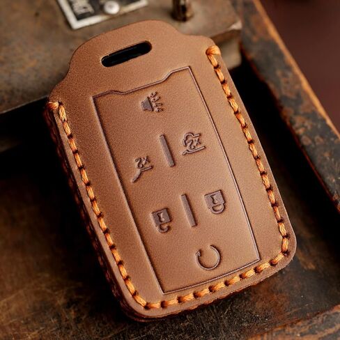 غطاء مفتاح جلدي سهل الاستخدام لسيارة تشيفي سيلفرادو سوبربان تاهو كولورادو جي إم سي سييرا يوكون كانيون حافظة مفتاح السيارة 6 أزرار بني in Kuwait
