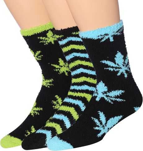 JAMES FIALLO Men's 3-Pairs Cozy Microfiber Anti-Skid Soft Fuzzy Crew Socks in Saudi Arabia