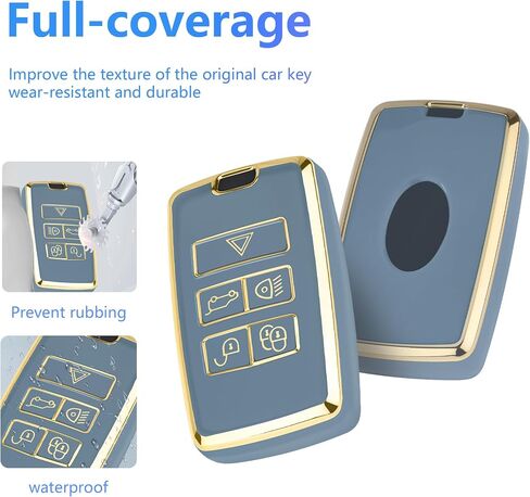 YHC Key Fob Cover Car Key Case Shell with Gold KeyChain fit Land Rover Vogue Range Discovery Rover Sport in Saudi Arabia