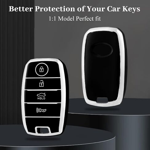 for Kia Key Fob Cover, Soft TPU Protection Key Fob Case Compatible with Kia Optima Forte Koup NIRO Rio Sorento Soul Sportage Smart Remote Keyless Shell Accessories (Silver Blue) in Kuwait