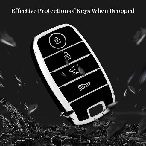 for Kia Key Fob Cover, Soft TPU Protection Key Fob Case Compatible with Kia Optima Forte Koup NIRO Rio Sorento Soul Sportage Smart Remote Keyless Shell Accessories (Silver Blue) in Kuwait
