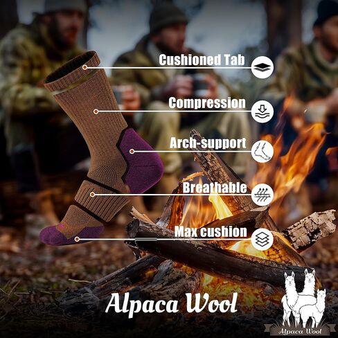 Alpaca Wool Boots Socks Men Women Thermal Warm Compression Cushioned Thick Winter Hunting Socks Hiking in Kuwait