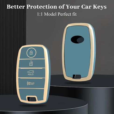 for Kia Key Fob Cover, Soft TPU Protection Key Fob Case Compatible with Kia Optima Forte Koup NIRO Rio Sorento Soul Sportage Smart Remote Keyless Shell Accessories (Silver Blue) in Kuwait