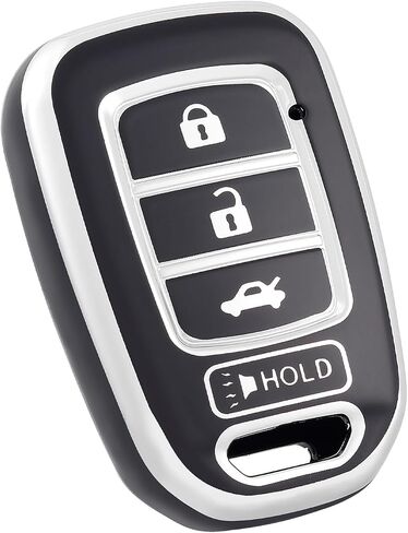 for Honda Key Fob Cover, Soft TPU Protection Key Fob Case Compatible with Honda Accord Civic CR-V LX Crosstour Fit HR-V Car Key Fob Holder Accessories (Silver Black) in Kuwait