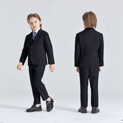 YND Boys Formal Slim Fit, 5-Piece Suits for Kids, Jacket Vest Pants Shirt and Tie for Wedding Prom in Kuwait
