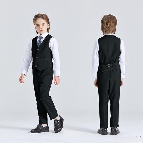 YND Boys Formal Slim Fit, 5-Piece Suits for Kids, Jacket Vest Pants Shirt and Tie for Wedding Prom in Kuwait
