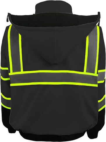 Safety Bomber Jackets for Men, High Visibility Reflective Jacket Fleece Liner Jacket with Pockets,Winter ANSI/ISEA in Saudi Arabia