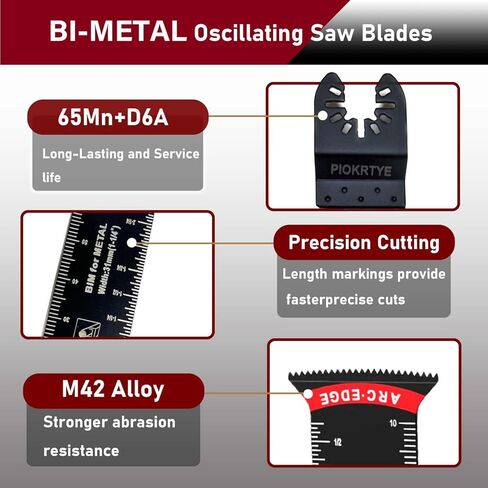 Piokrtye 22Pcs Titanium Oscillating Saw Blades, Professional Universal Multitool Blades for Metal Wood Nails Screws fit Dewalt Rockwell Milwaukee Makita Bosch in Kuwait