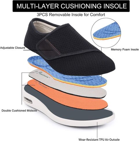 Diabetic Shoes for Women, Women's Wide Width Elderly Shoes, Adjustable Closure Lightweight Breathable, Swollen Feet Walking Edema Sneakers in Saudi Arabia