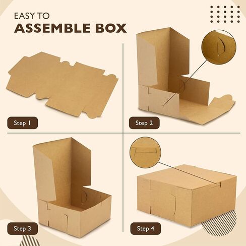 Fit Meal Prep [10 Pack Pastry Boxes 9x9x3 Kraft Bakery Box for Cookies, Brown Paper Cardboard Container for Baked Goods, Cake, Food, Donut, Cupcake, Candy, Bread, Bridesmaid Gift Box in Saudi Arabia