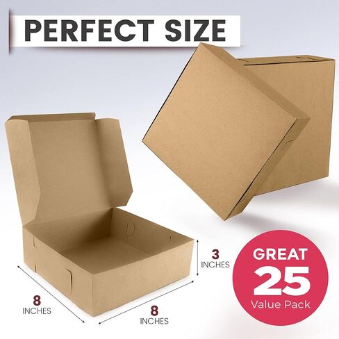 Fit Meal Prep [10 Pack Pastry Boxes 9x9x3 Kraft Bakery Box for Cookies, Brown Paper Cardboard Container for Baked Goods, Cake, Food, Donut, Cupcake, Candy, Bread, Bridesmaid Gift Box in Saudi Arabia