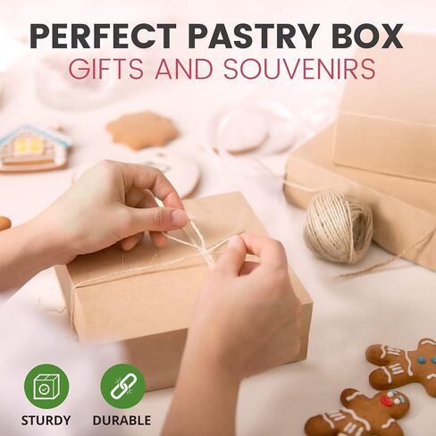 Fit Meal Prep [10 Pack Pastry Boxes 9x9x3 Kraft Bakery Box for Cookies, Brown Paper Cardboard Container for Baked Goods, Cake, Food, Donut, Cupcake, Candy, Bread, Bridesmaid Gift Box in Saudi Arabia