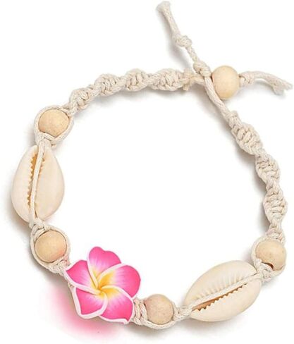 2 Pcs Shell Anklets for Women White Beaded Ankle Bracelets Adjustable Ankle Bracelets Summer Beach Jewelry for Teen Girls in Saudi Arabia