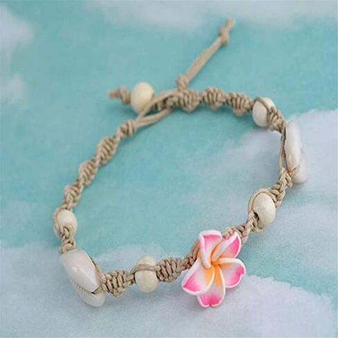 2 Pcs Shell Anklets for Women White Beaded Ankle Bracelets Adjustable Ankle Bracelets Summer Beach Jewelry for Teen Girls in Saudi Arabia