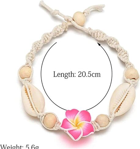 2 Pcs Shell Anklets for Women White Beaded Ankle Bracelets Adjustable Ankle Bracelets Summer Beach Jewelry for Teen Girls in Saudi Arabia