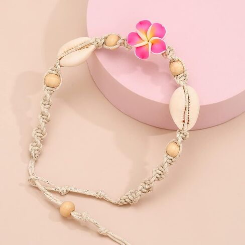 2 Pcs Shell Anklets for Women White Beaded Ankle Bracelets Adjustable Ankle Bracelets Summer Beach Jewelry for Teen Girls in Saudi Arabia