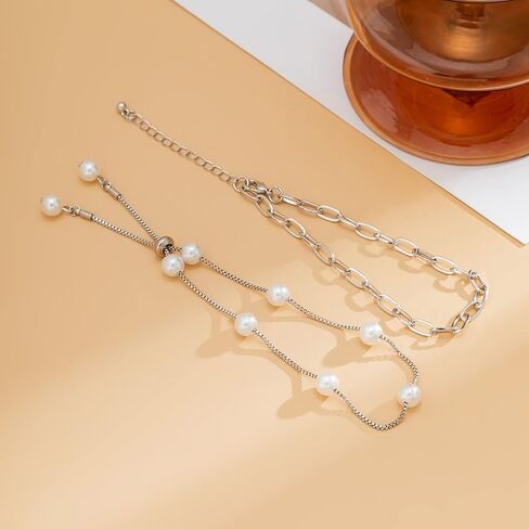 2 Pcs Shell Anklets for Women White Beaded Ankle Bracelets Adjustable Ankle Bracelets Summer Beach Jewelry for Teen Girls in Saudi Arabia