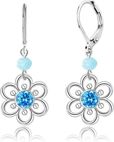 AILIFE Dangle Flower Earrings for Women and Teenagers,18k Gold Plated Lever Back Drop Flower Earrings with Sterling Silver Ear Hooks in Kuwait