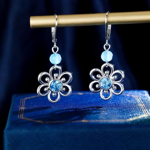 AILIFE Dangle Flower Earrings for Women and Teenagers,18k Gold Plated Lever Back Drop Flower Earrings with Sterling Silver Ear Hooks in Kuwait