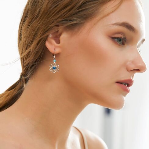 AILIFE Dangle Flower Earrings for Women and Teenagers,18k Gold Plated Lever Back Drop Flower Earrings with Sterling Silver Ear Hooks in Kuwait