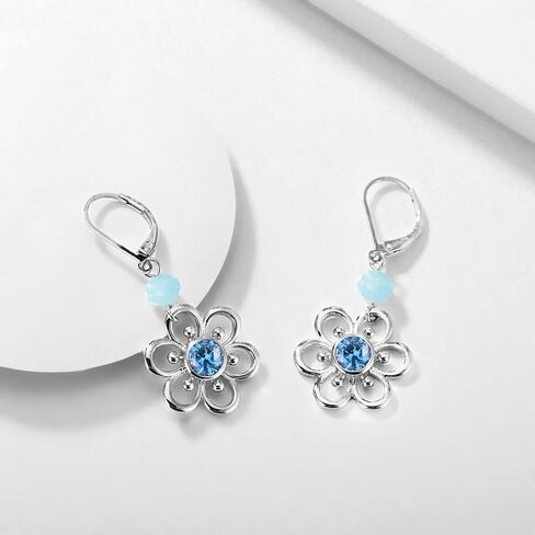 AILIFE Dangle Flower Earrings for Women and Teenagers,18k Gold Plated Lever Back Drop Flower Earrings with Sterling Silver Ear Hooks in Kuwait