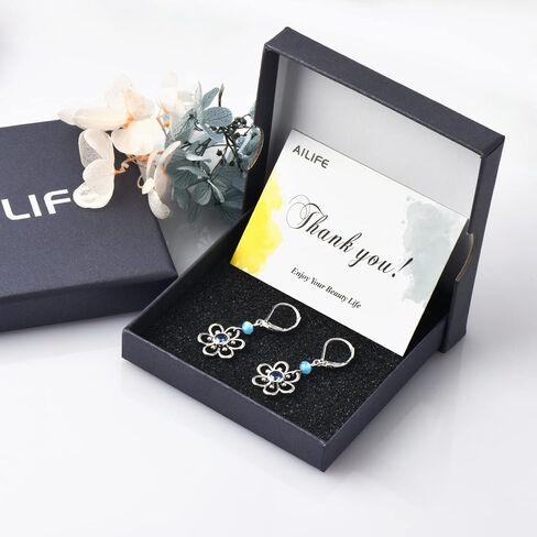 AILIFE Dangle Flower Earrings for Women and Teenagers,18k Gold Plated Lever Back Drop Flower Earrings with Sterling Silver Ear Hooks in Kuwait
